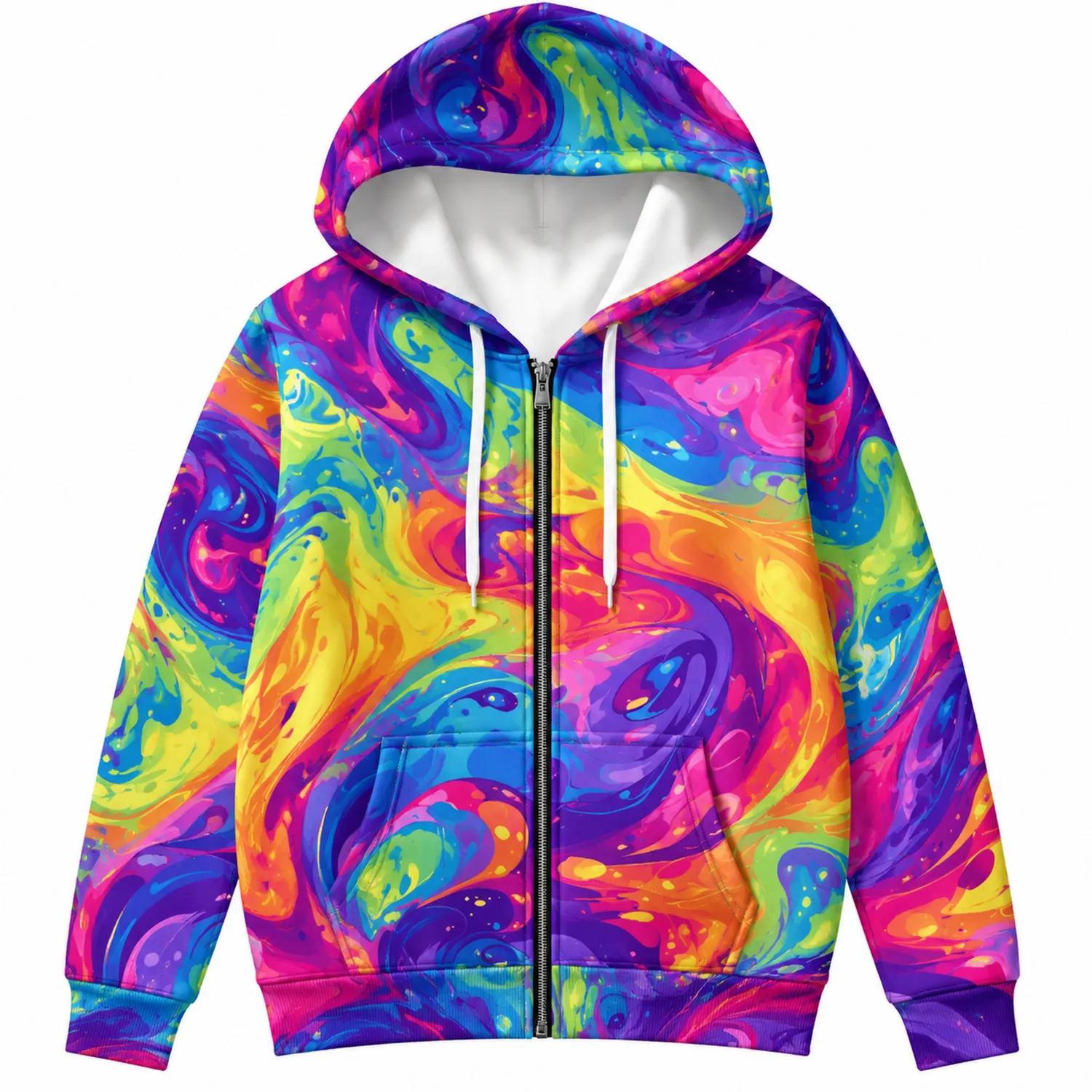 Buntes 3D-Druck Kapuzen-Sweatshirt mit Reißverschluss-Hauslivingart