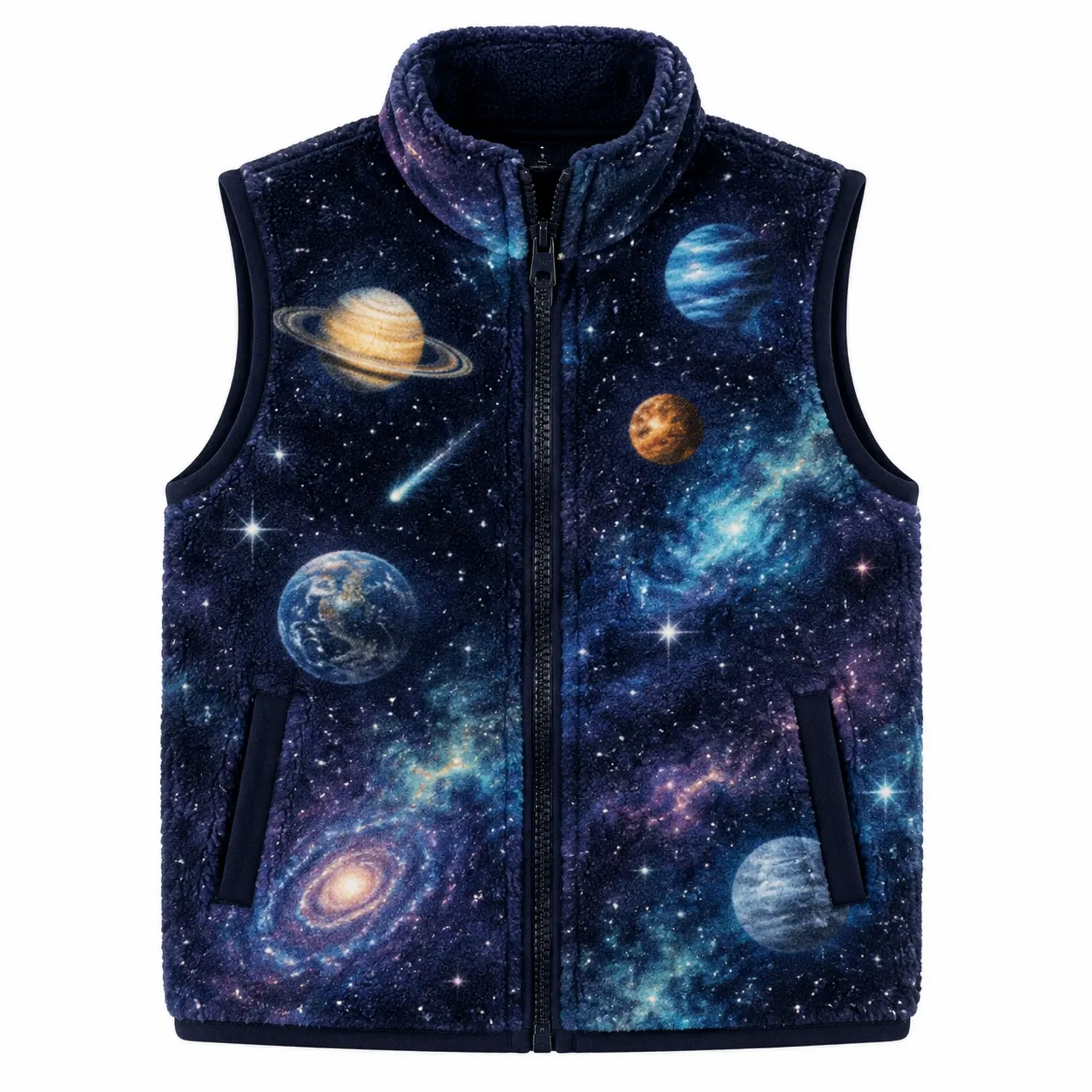Gilet per Bambini con Stampa Spaziale Blu Multicolore