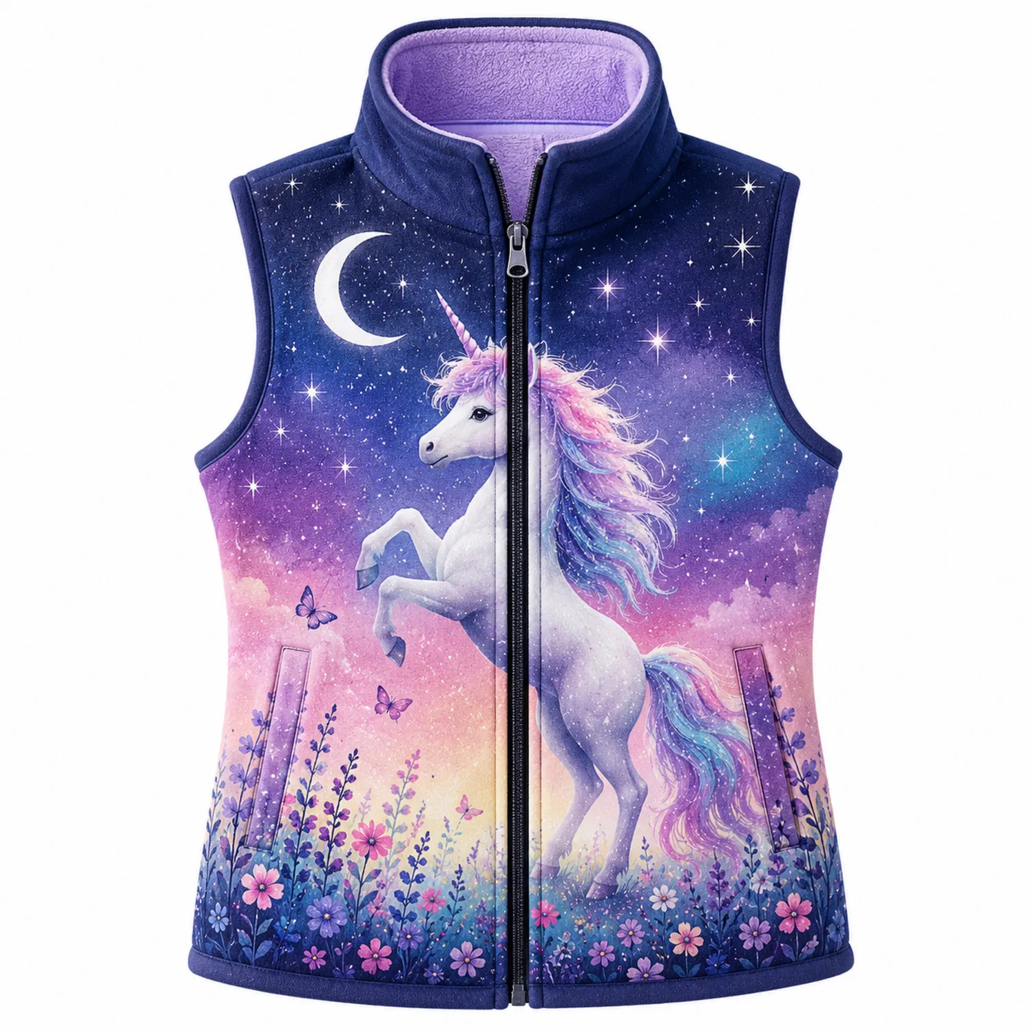 Gilet per Bambina Senza Maniche con Unicorno e Luna Stellata