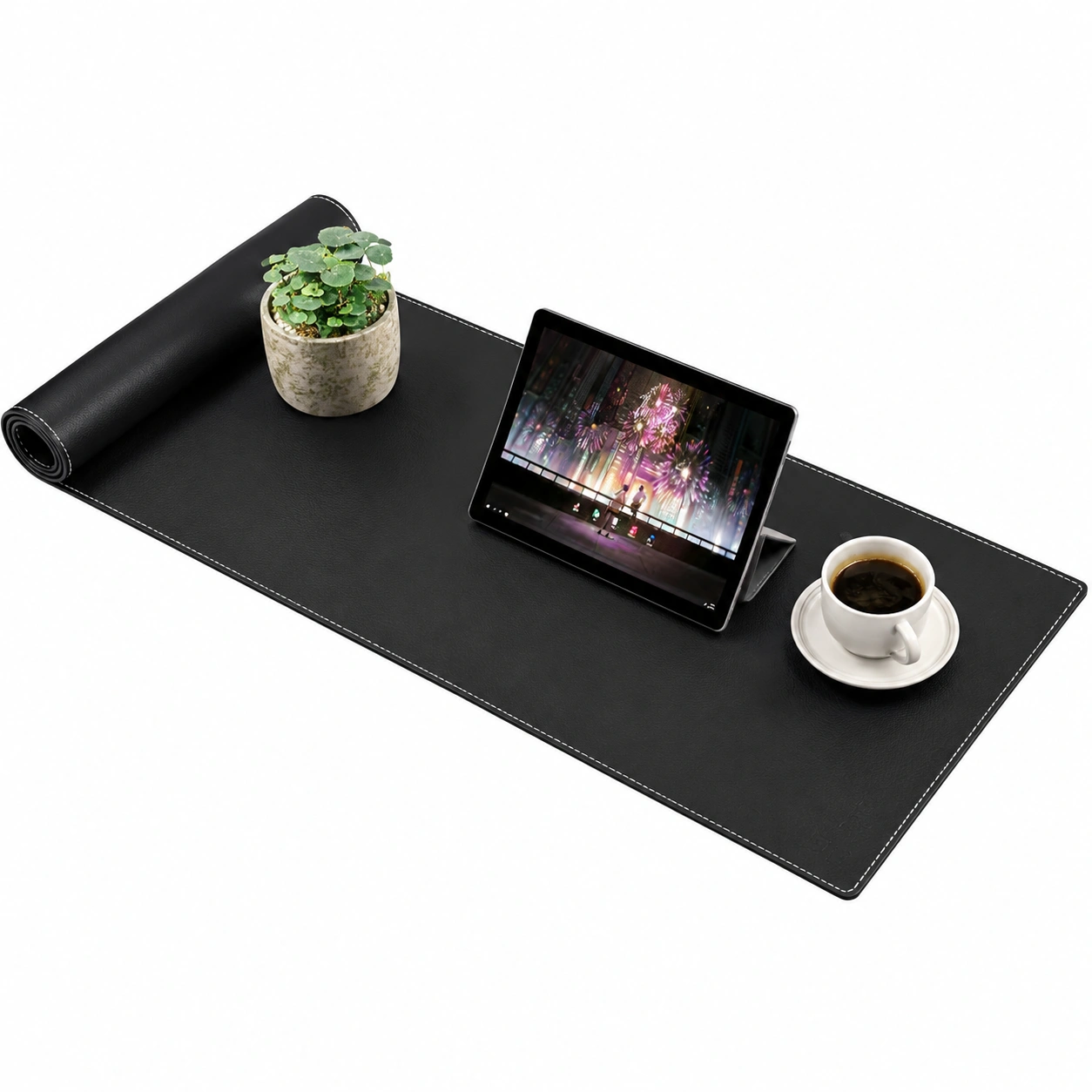Leder-Konsole Bezug, Schmaler Sofatisch Schutz in Schwarz, 100x30cm