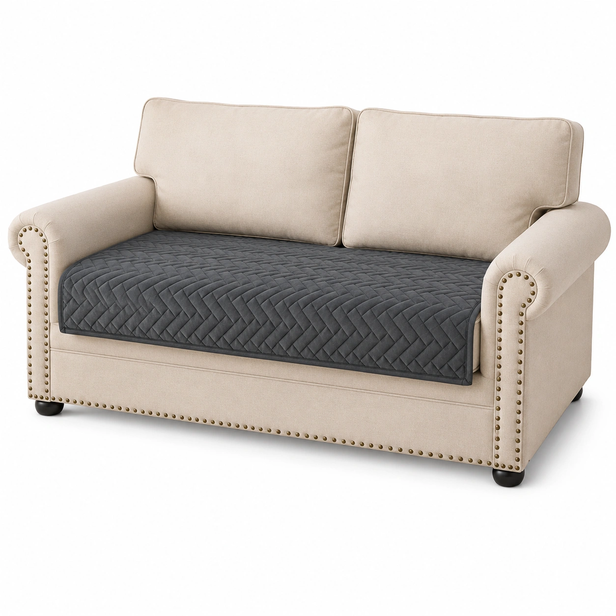 Rutschfester Sofabezug fur Ecksofa und Chaiselongue, 3-Sitzer, Duelgrau, 90x180cm, Ideal fur Haustiere-Timberova