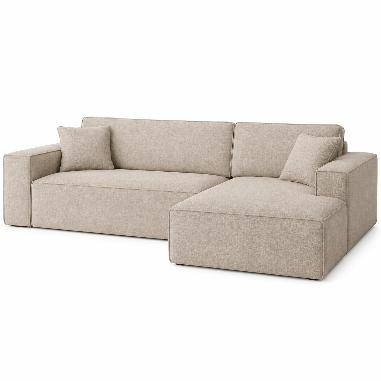 Kaiser Mobel Ecksofa mit Schlaf- und Stauraumfution, Designer L-Form, Neve Beige