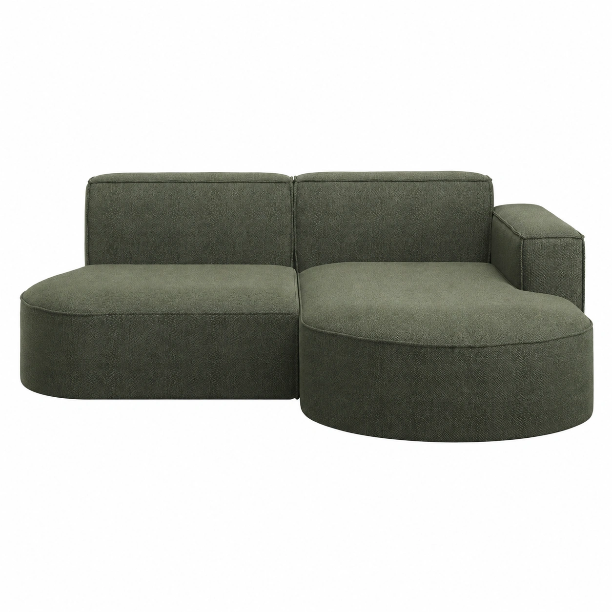 Modena Ecksofa mit Ottomane, Dreisitzer-Lounge-Set, Relaxcouch in Duelgrun fur Wohnzimmer