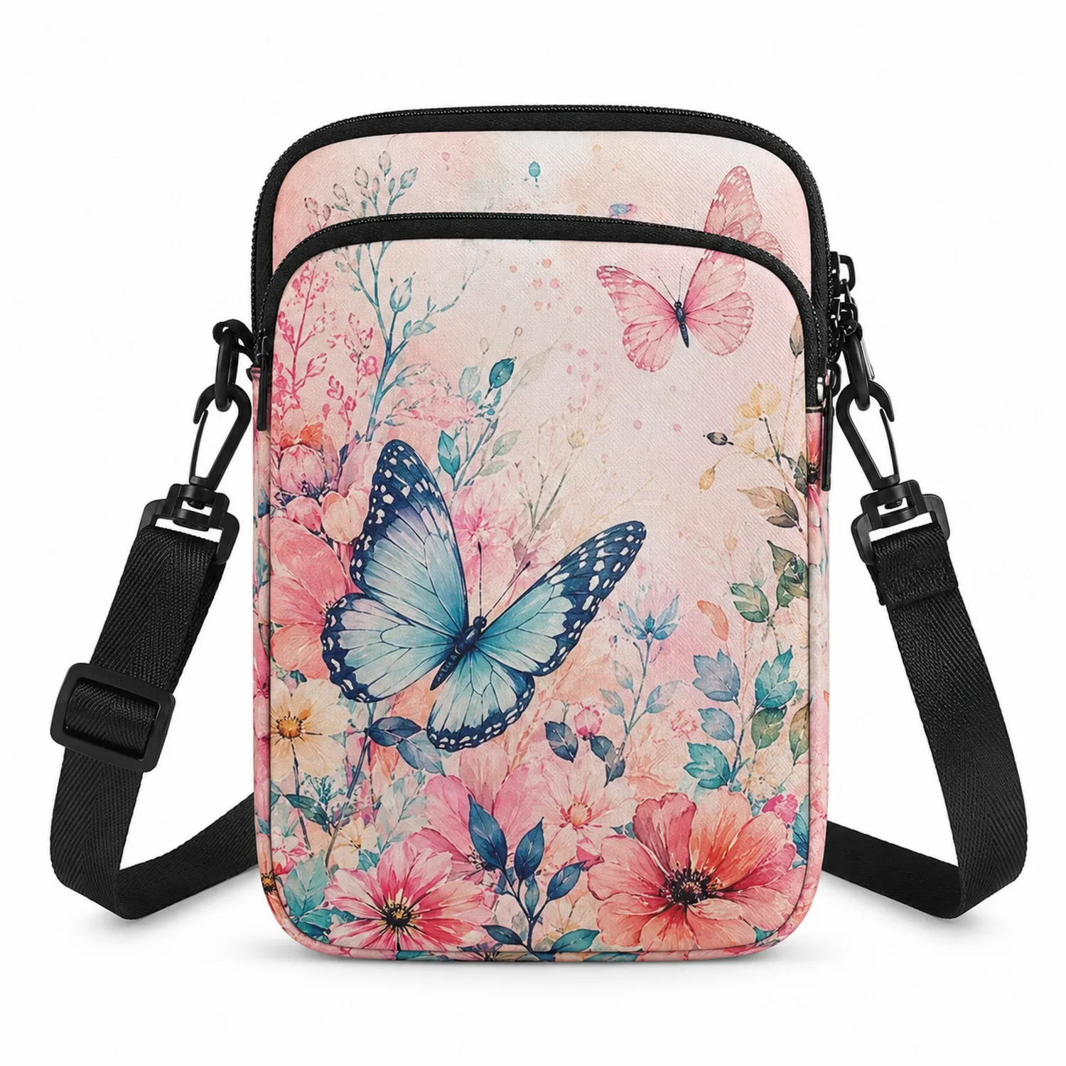 Bolso Bandolera con Mariposas y Flores Multicolor