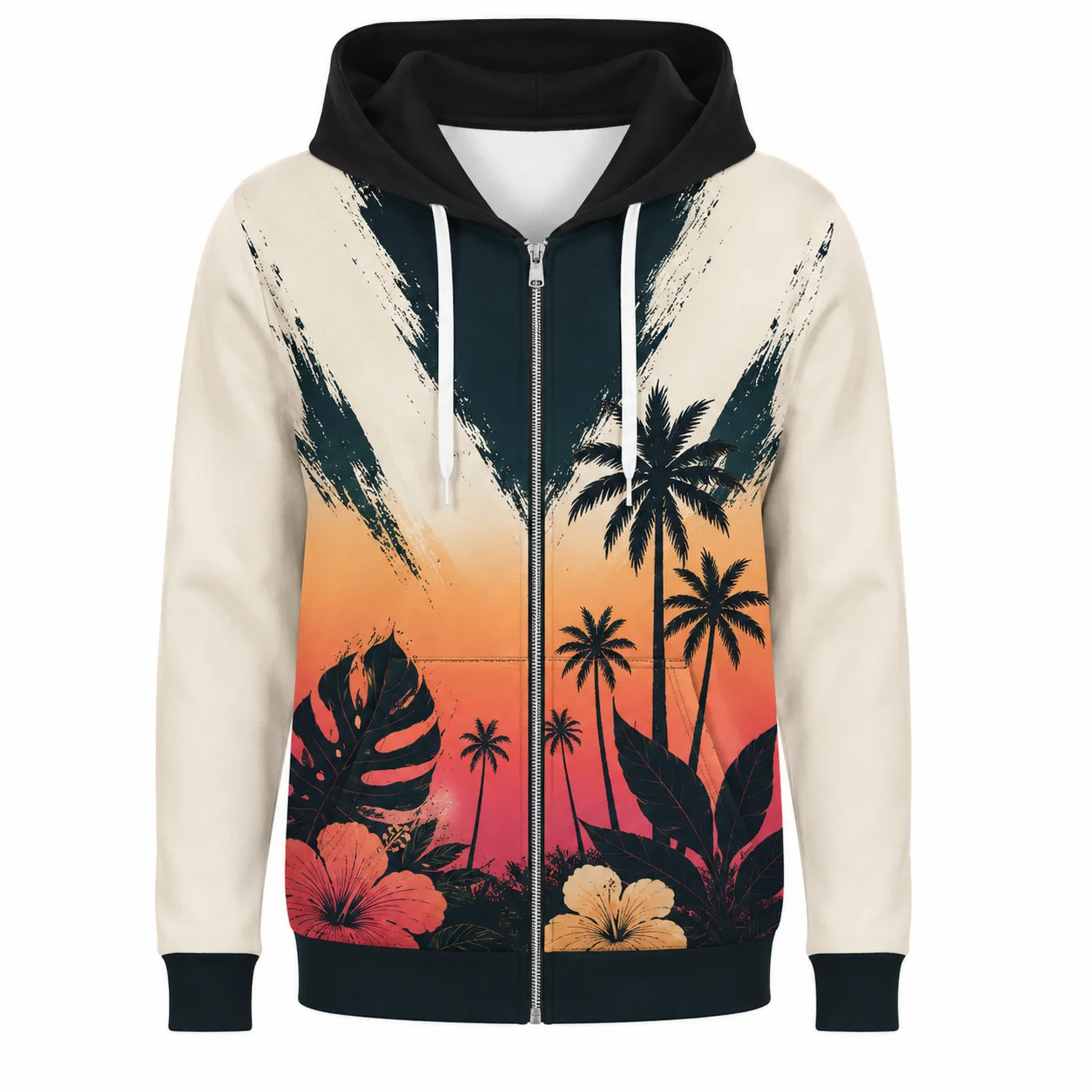 Chaqueta con Capucha Estampado Tropical Hombre Multicolor