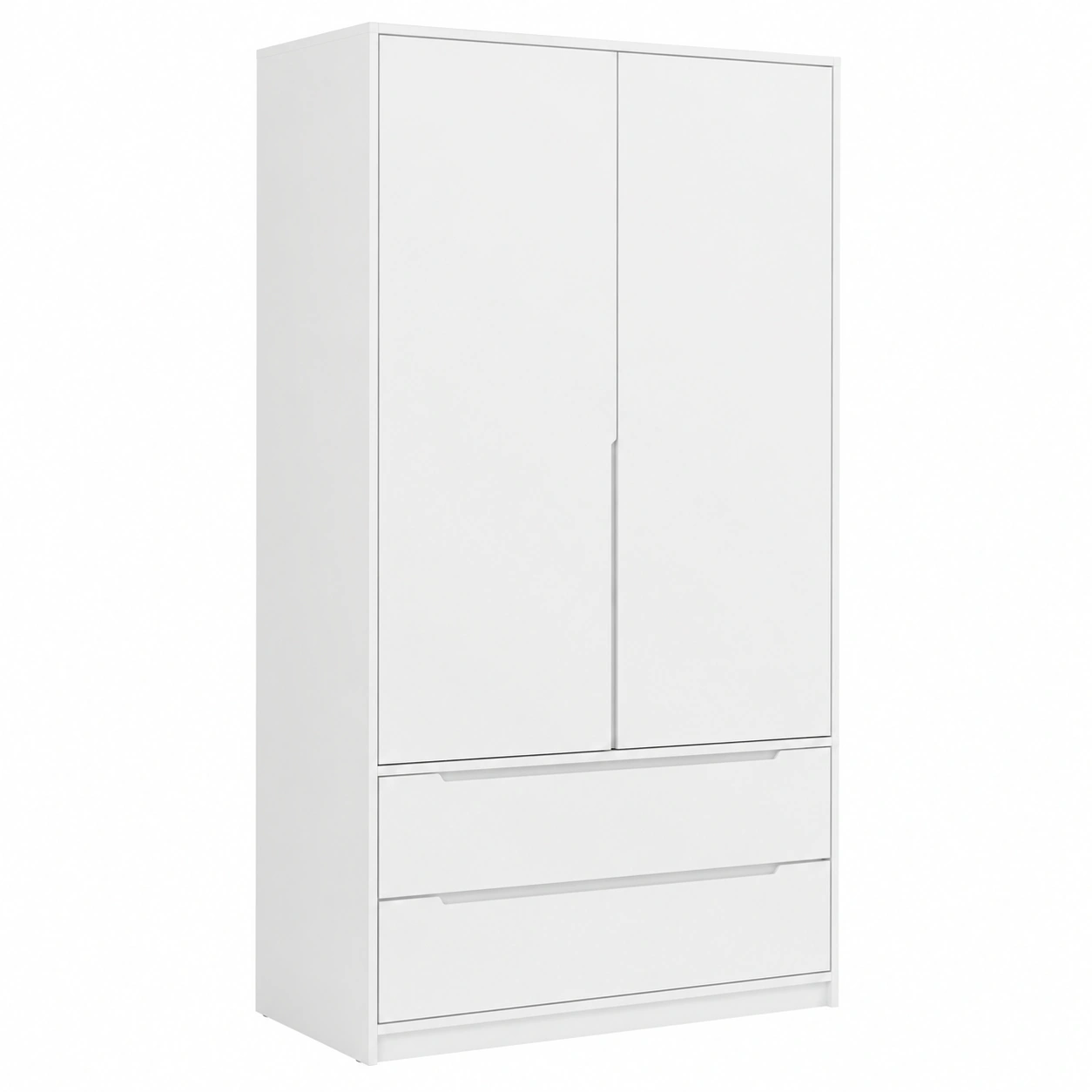 Moderner Kleiderschra Weiss mit 2 Turen und 4 Fachern fur Schlafzimmer-Oakentra