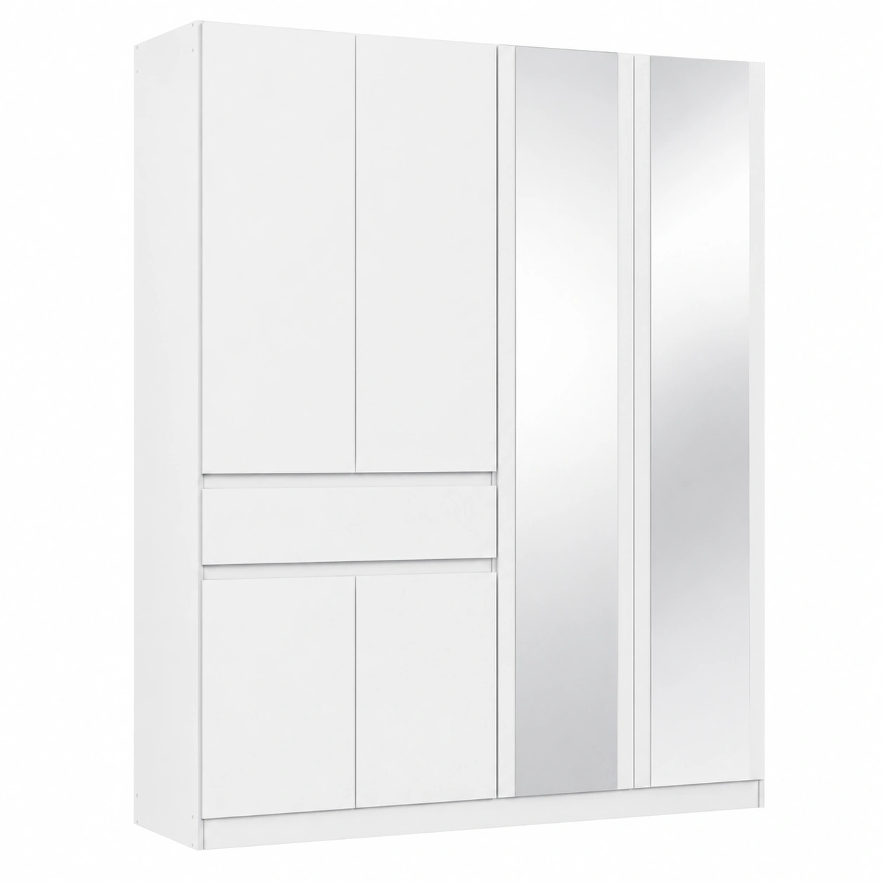 Rauch Mobel Tubingen 6-Turiger Kleiderschra mit Spiegel, Schubladen und Push-to-Open in Weiss, 181 cm Breite-Oakentra