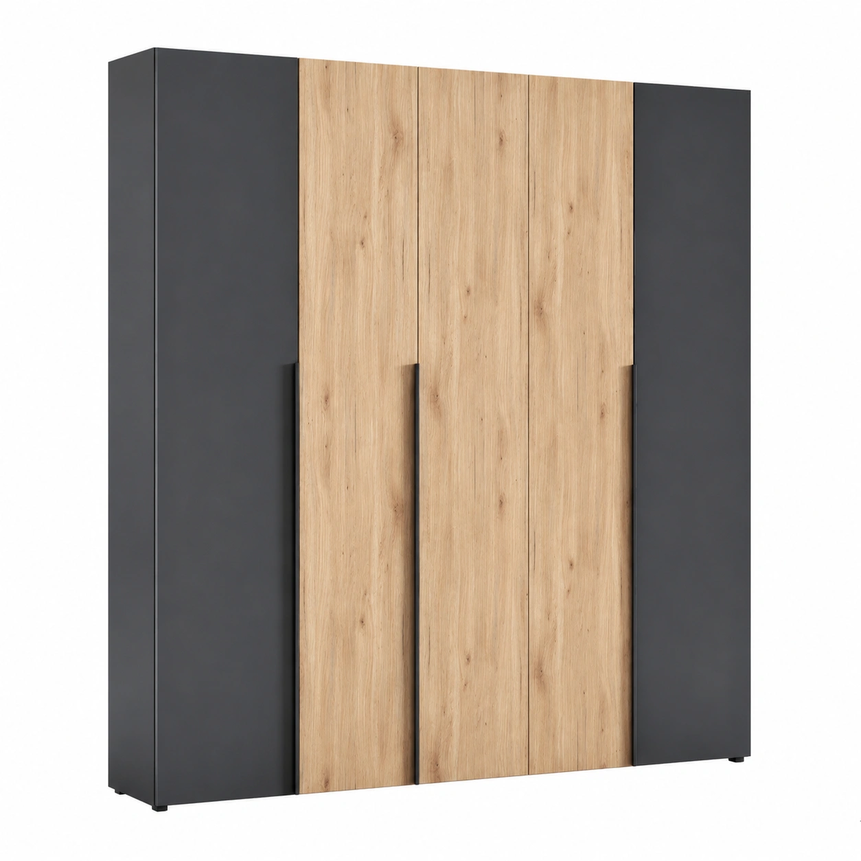 ASKA Doppelbett-Set in Graphit und Eichenoptik - 2-teilig: Kleiderschra  Bettrahmen-Oakentra
