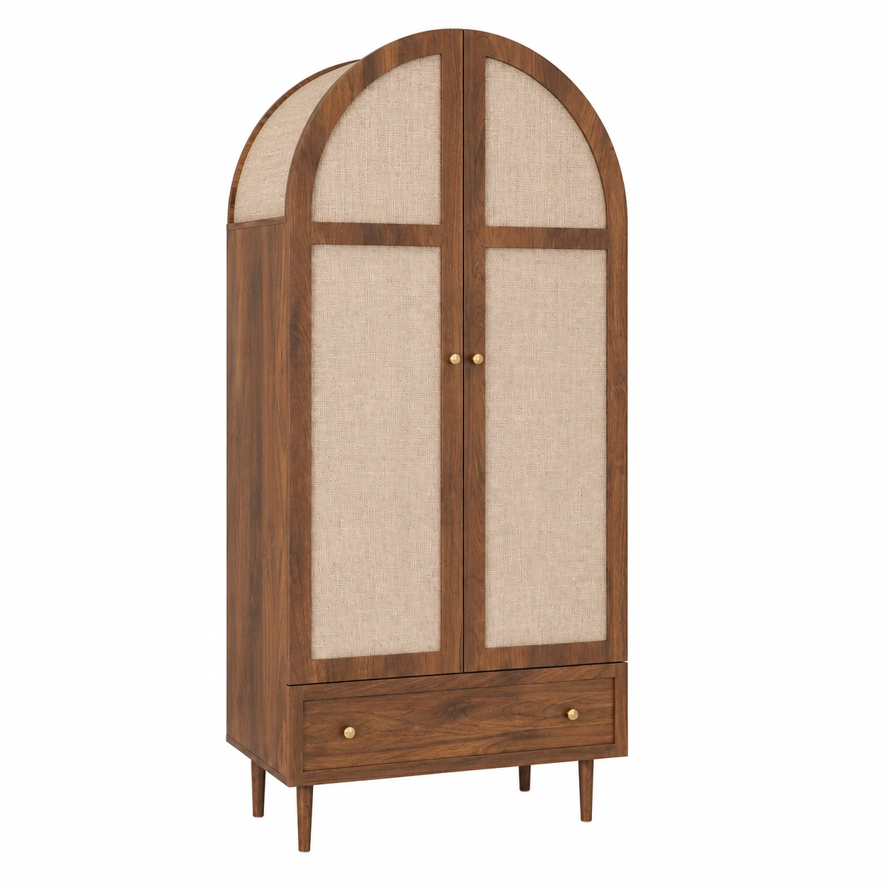 Moderner f-Kleiderschra mit Holzfussen und Schublade, vielseitiger Stauraum fur Schlafzimmer und Aleidezimmer-Oakentra