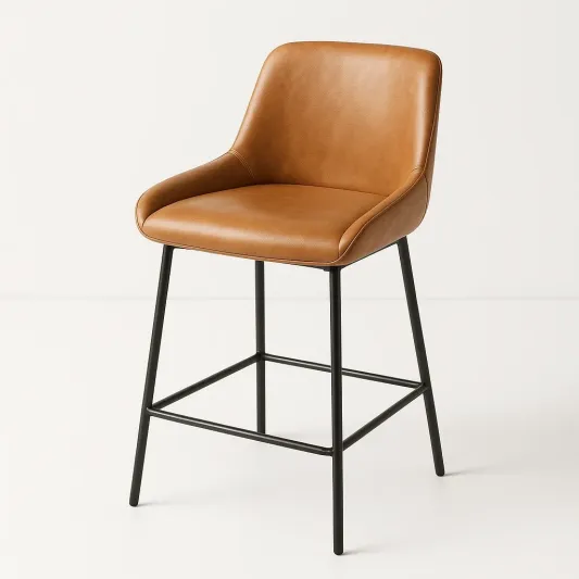 Barhocker aus Leder mit Metallbeinen, Braun-decovrisa