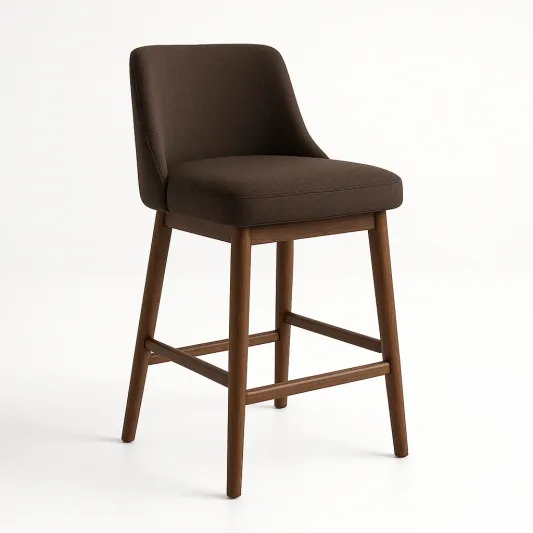 Barhocker Stoff Braun mit Massivholzgestell-decovrisa