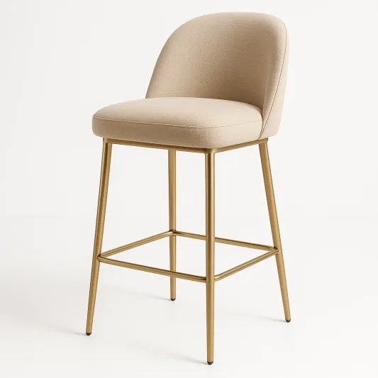 Barhocker Beige Stoff Metall-decovrisa