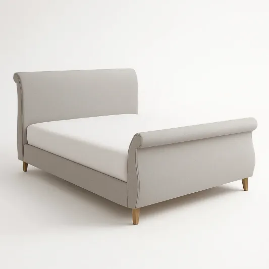 Polsterbett Stoff Grau mit Holzbeinen 180x200 cm-decovrisa