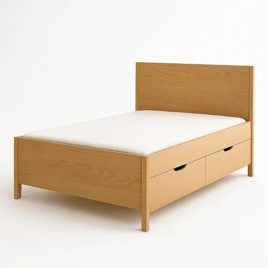 Einzelbett mit Stauraum Eichenholz Natur 200cm x 90cm-decovrisa