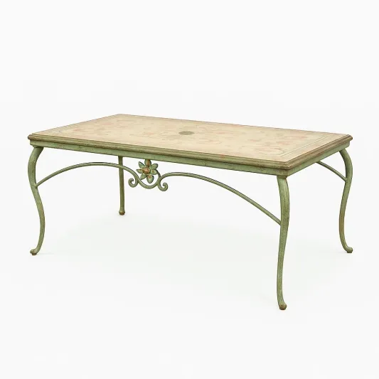 Rechteckiger Metalltisch mit Keramikplatte Grün/Beige-ilmeravio