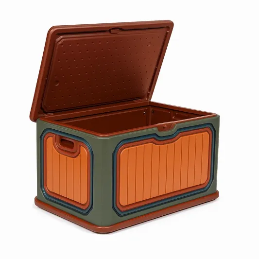 Faltbare Kunststoff-Aufbewahrungsbox aus Polypropylen Orange/Braun 50x30x25 cm-ilmeravio