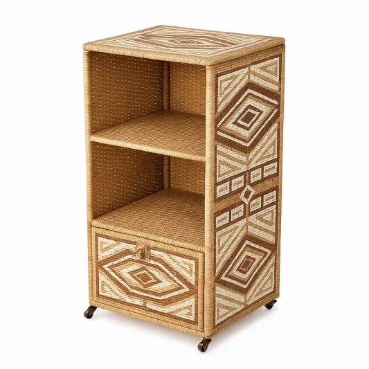 Rattanregal mit 3 Ebenen und Schublade-ilmeravio