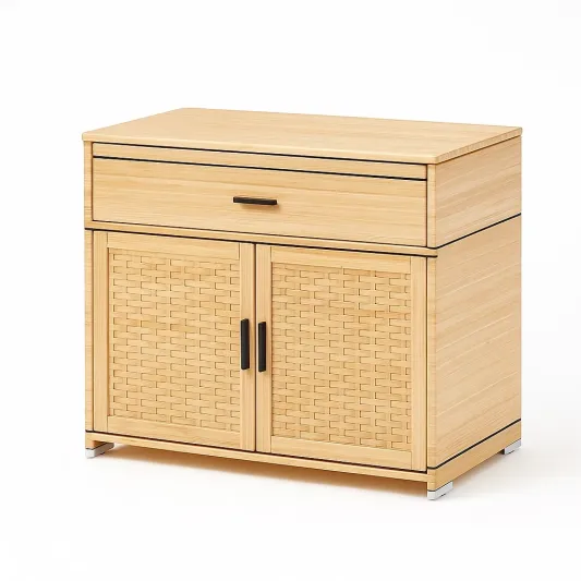 Schrank aus Bambus mit Schublade und Türen 80x40x75 cm-ilmeravio