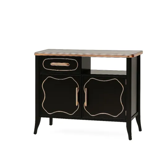 Schwarzer Holzschrank mit Schublade und Doppeltüren 100x45x80 cm-ilmeravio