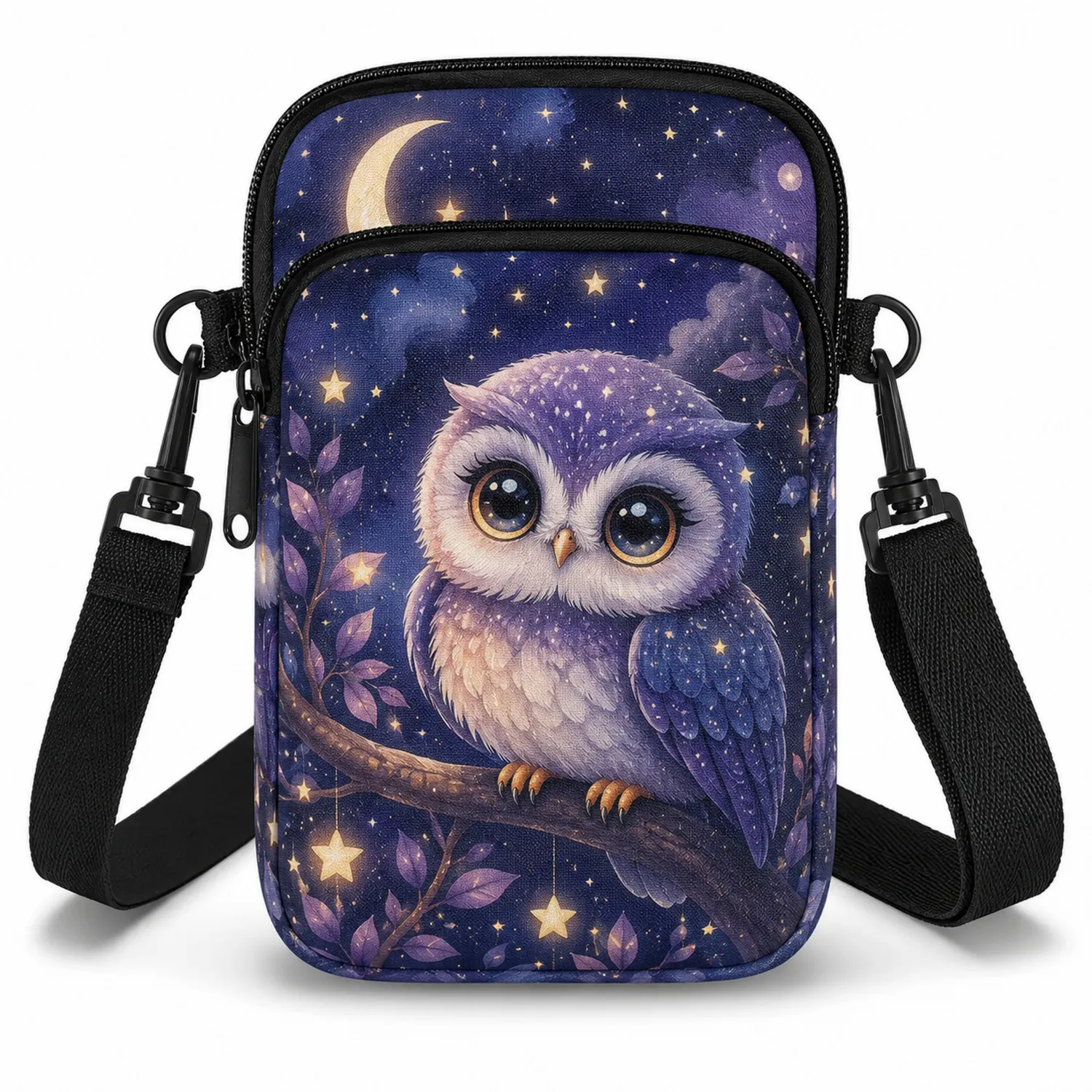 Bolso Bandolera Nocturno con Búho y Estrellas para Uso Diario
