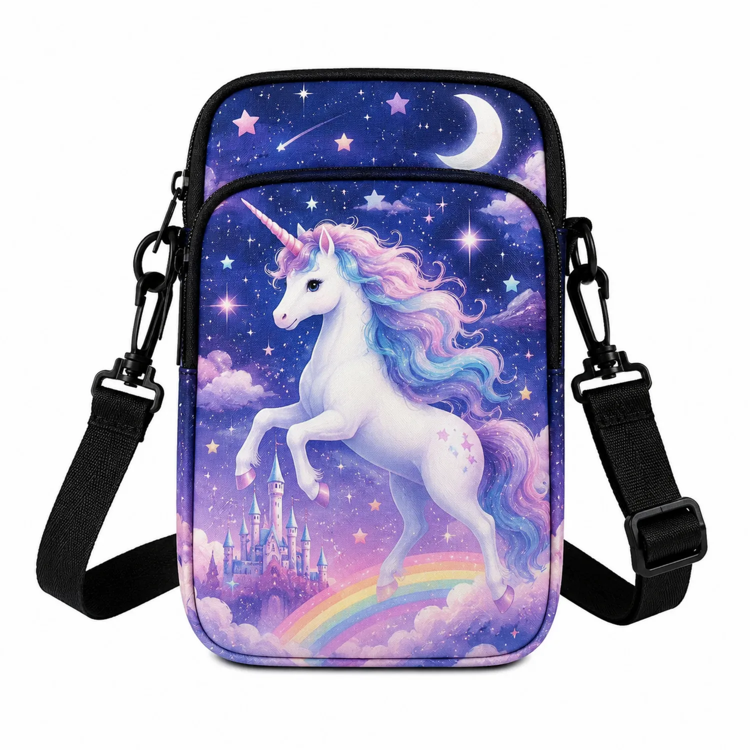 Bolso Bandolera Unicornio Mágico Nocturno con Correa Ajustable