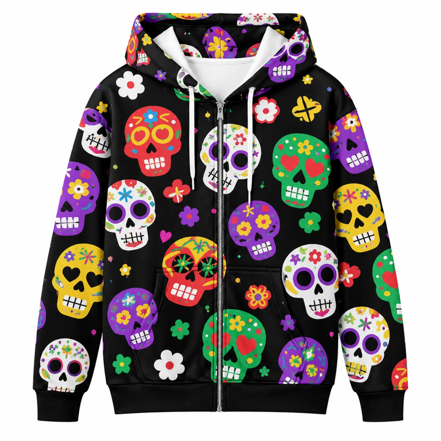 Sudadera con Capucha Estampado de Calaveras Multicolor