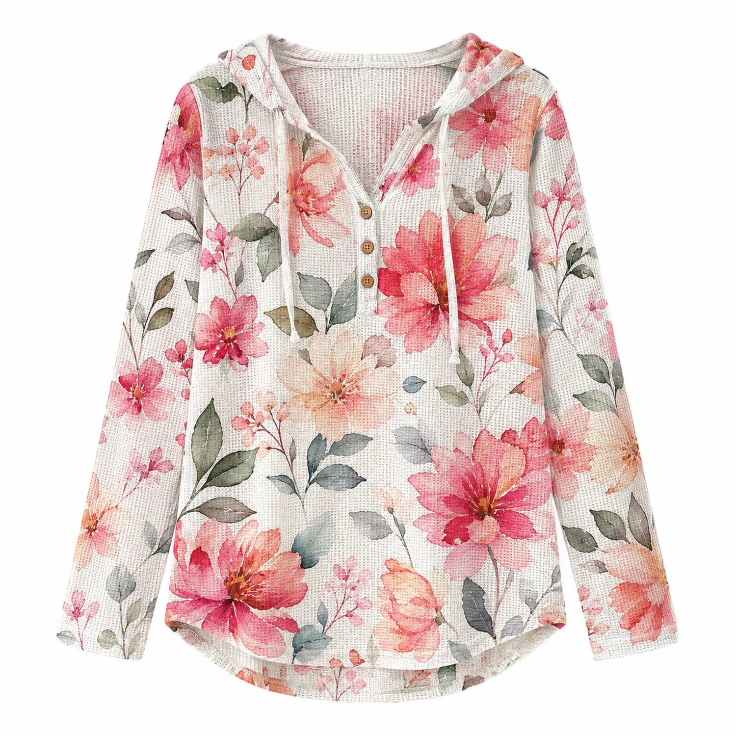 Sudadera con Capucha Floral de Mujer Manga Larga Multicolor