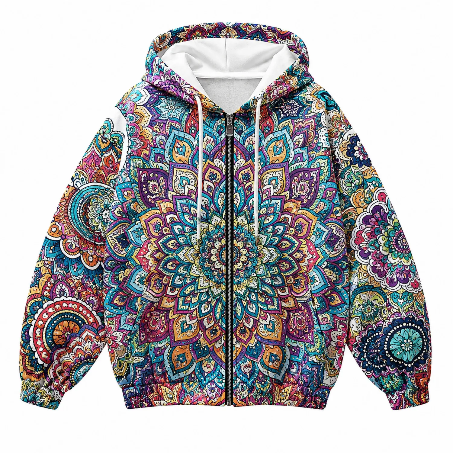 Sudadera con Capucha Estampado Mandala Multicolor