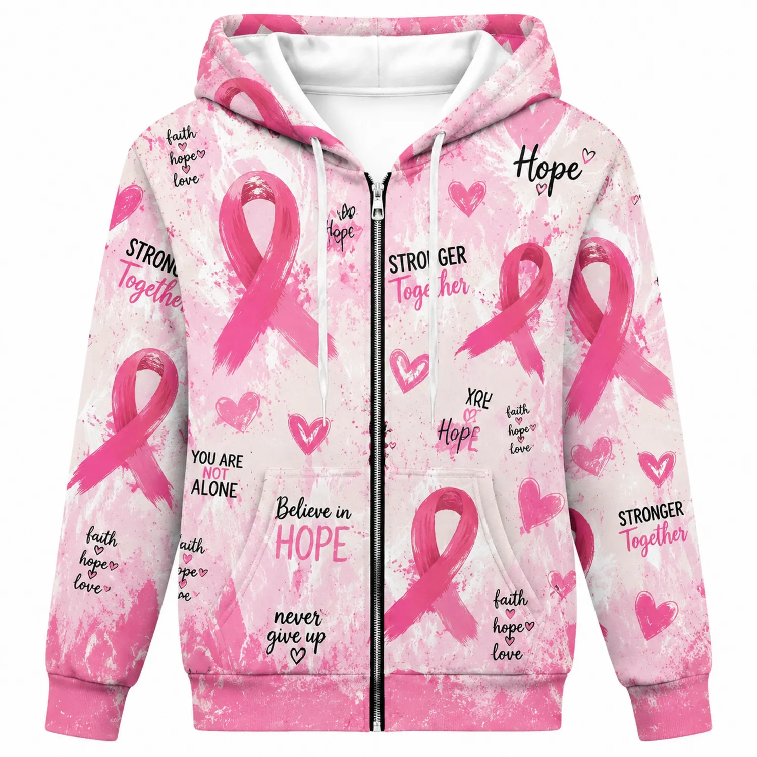 Sudadera con Capucha Cinta Rosa Esperanza Mensajes Inspiradores