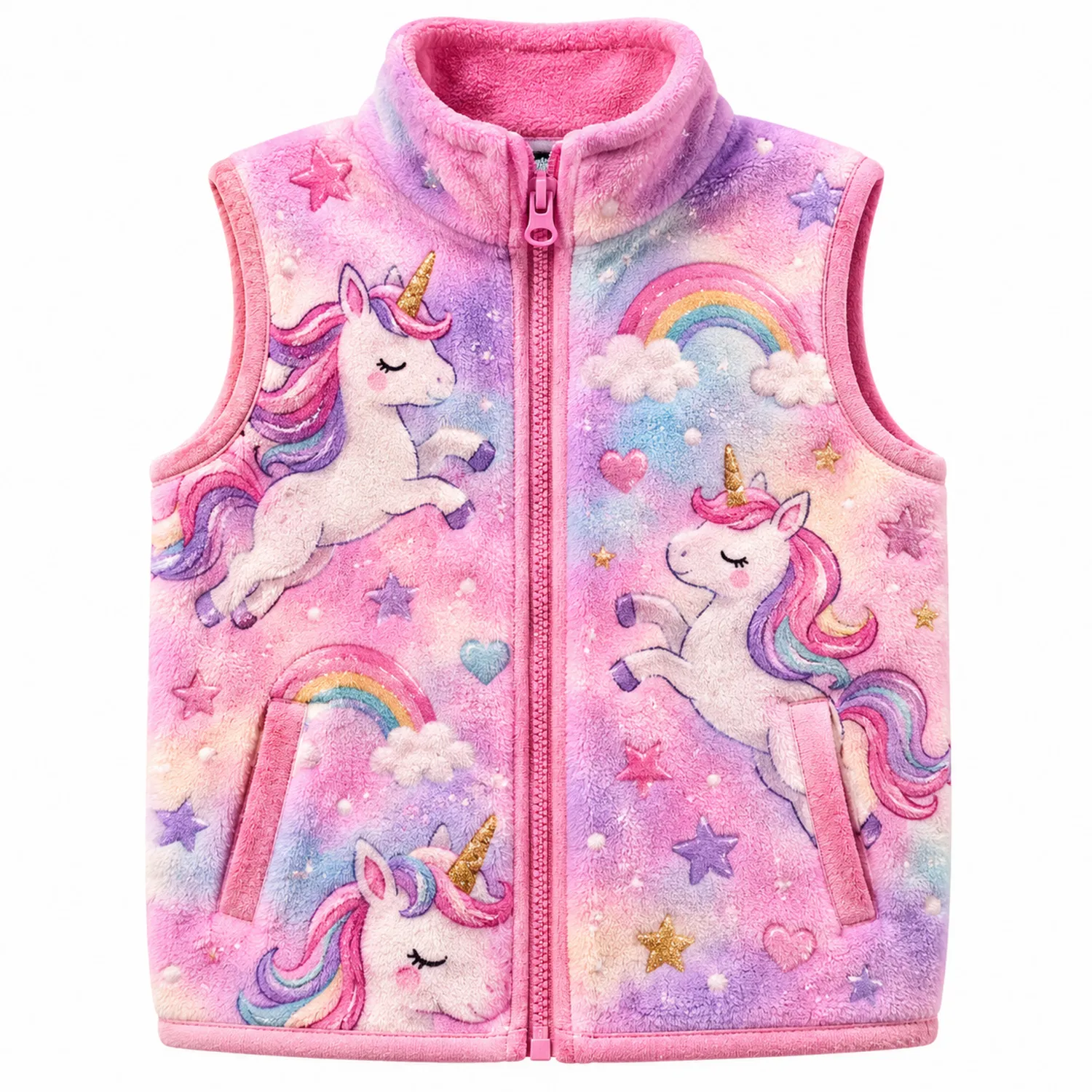 Chaleco Infantil Sin Mangas Rosa y Púrpura con Unicornios