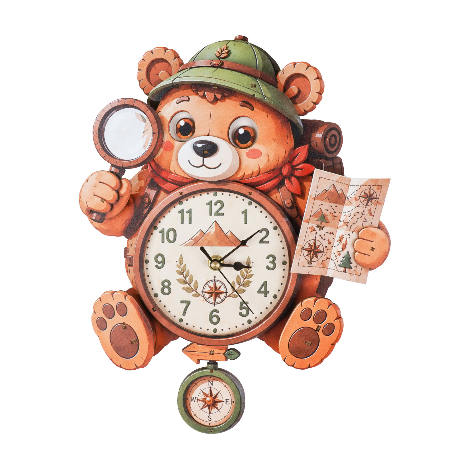 Explorer Bear - 3D Decorative Wall & Desk Clock