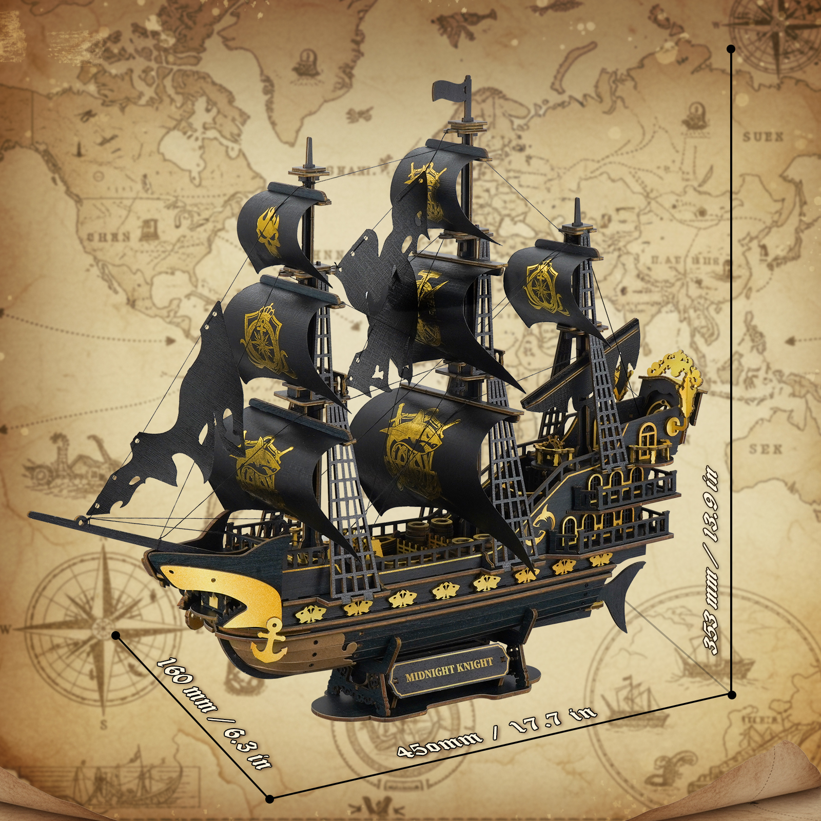 Midnight Rider - 3D Wooden Sailing Ship Model Kit