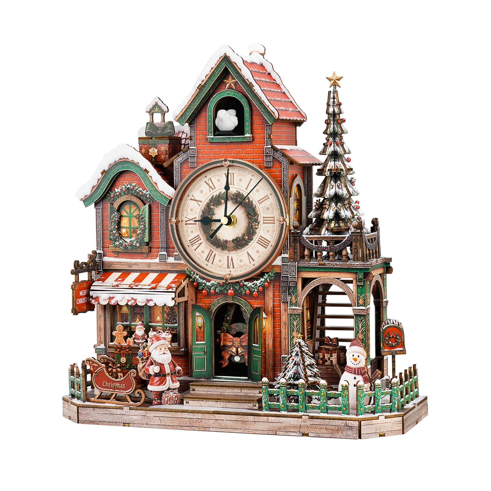 Christmas Cabin - 3D Wooden Cuckoo Clock