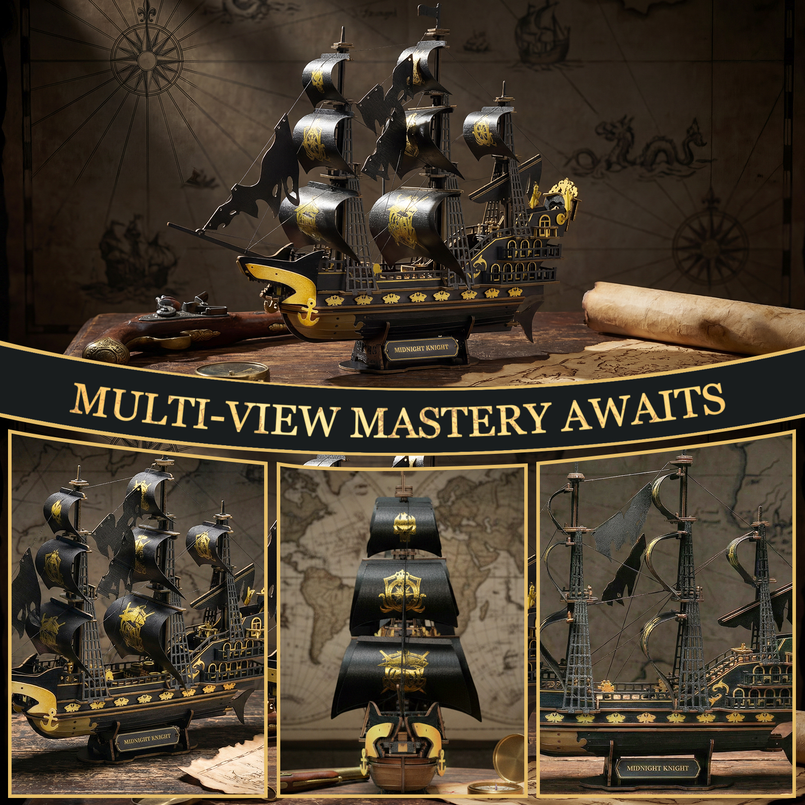 Midnight Rider - 3D Wooden Sailing Ship Model Kit