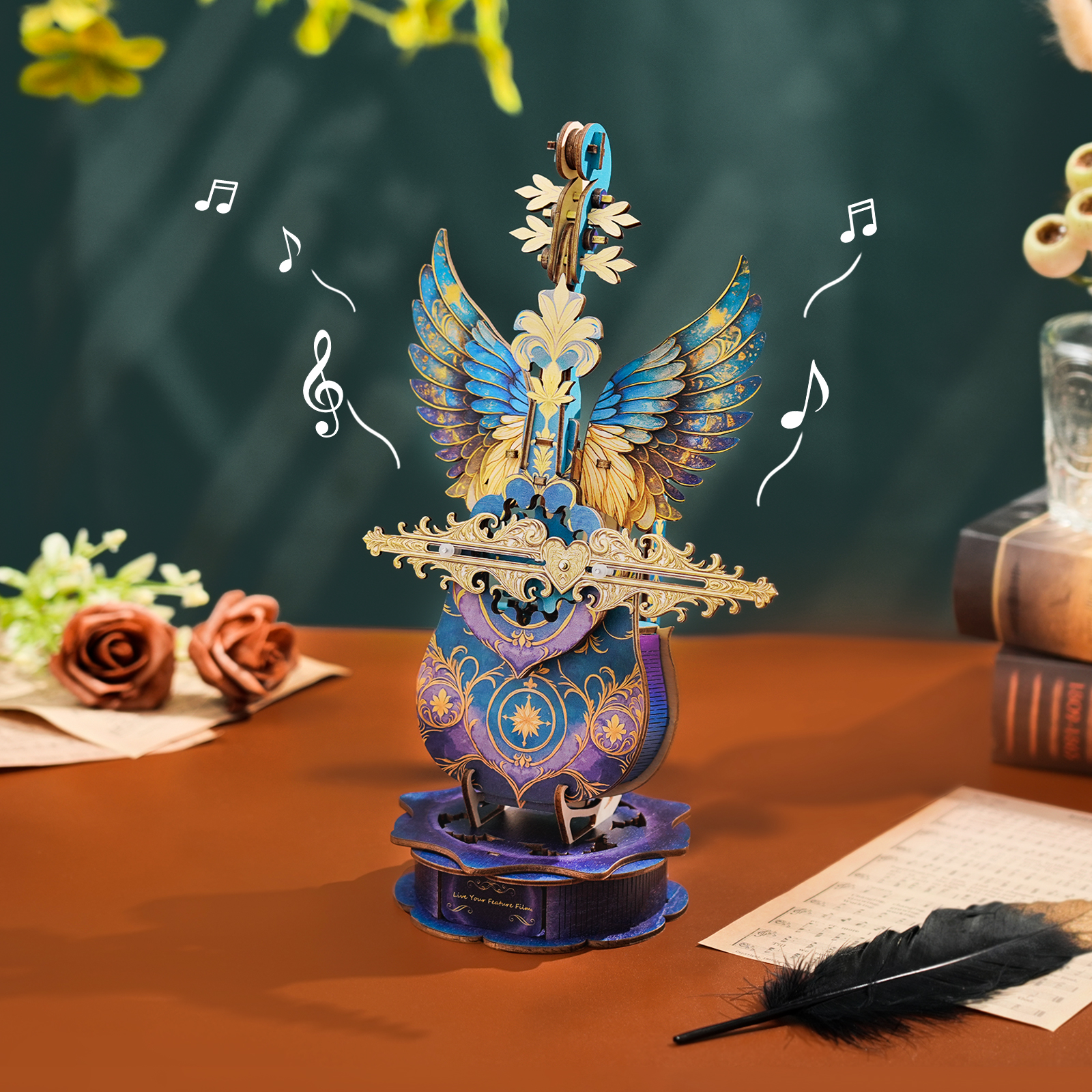 Blue Feather Cello - 3D Wooden Music Box DIY Kit