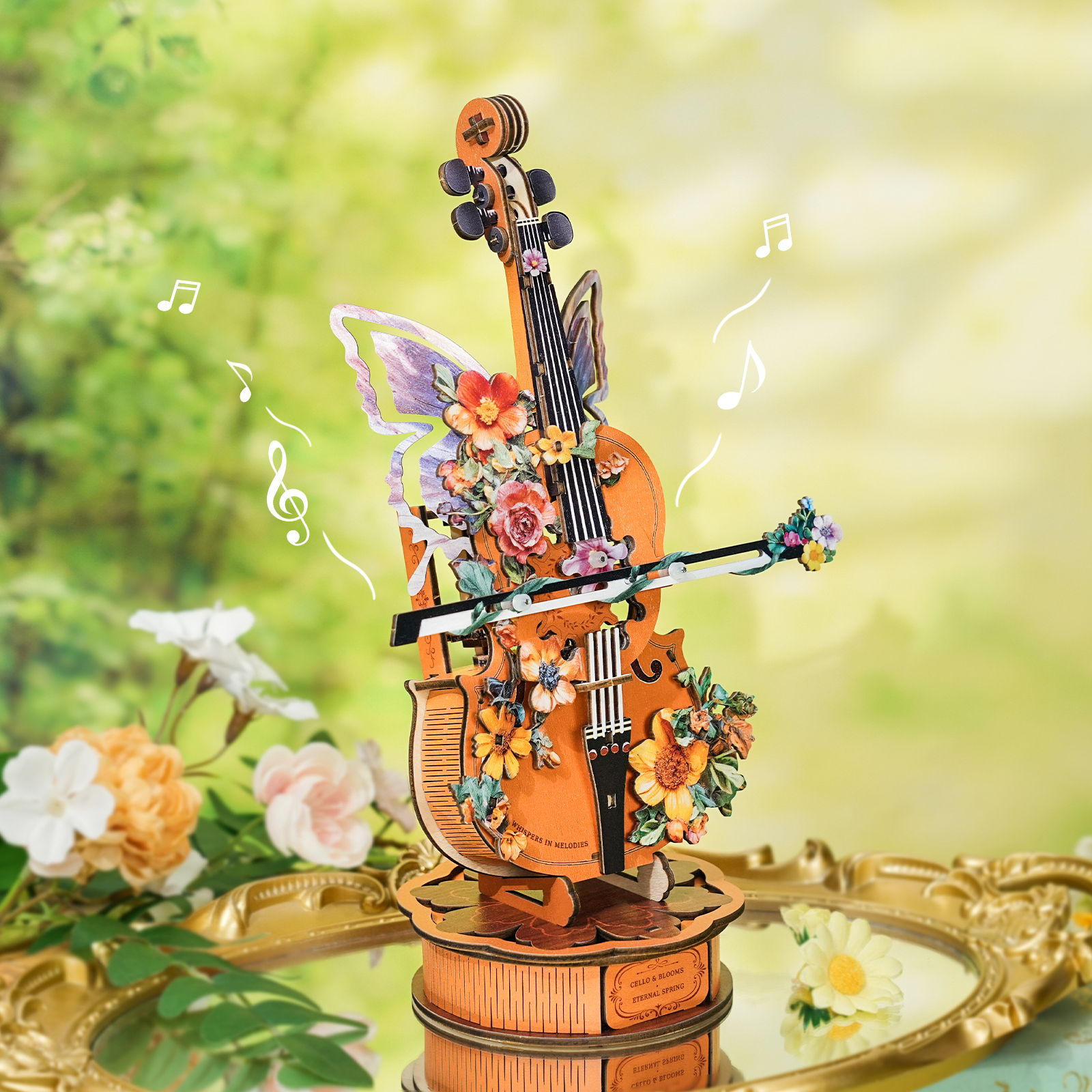 Flower Whisper Cello - 3D Wooden Music Box DIY Kit