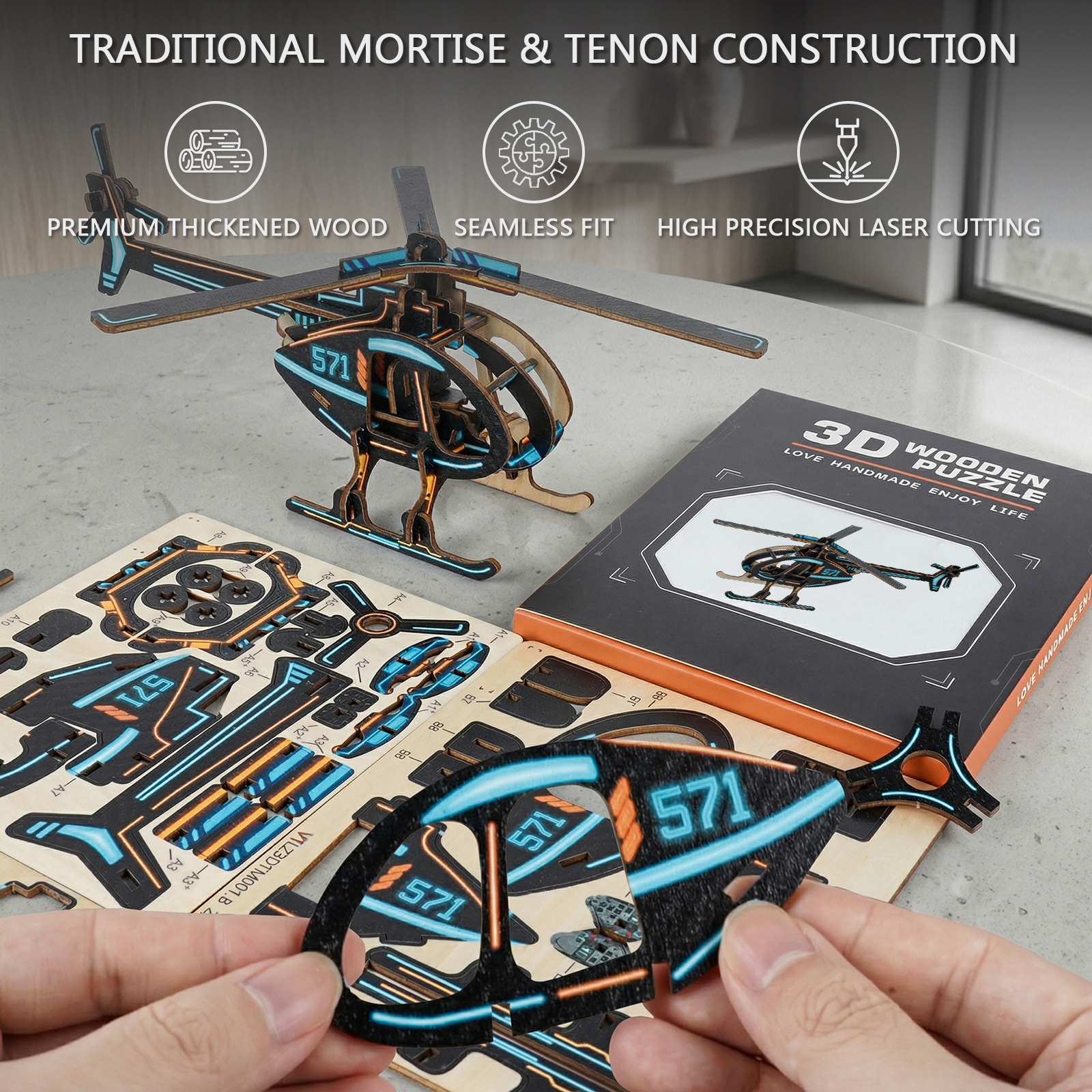 Helicopter - 3D Wooden Puzzle