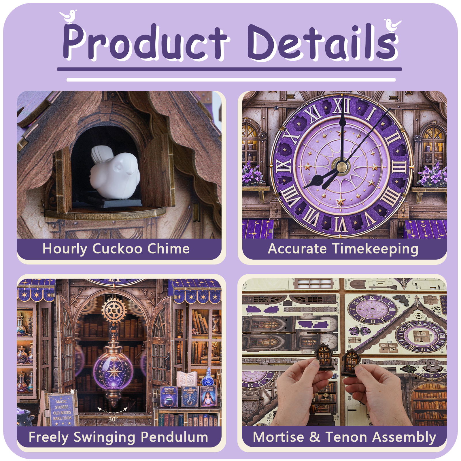 Magical Bookhouse - 3D Wooden Cuckoo Clock
