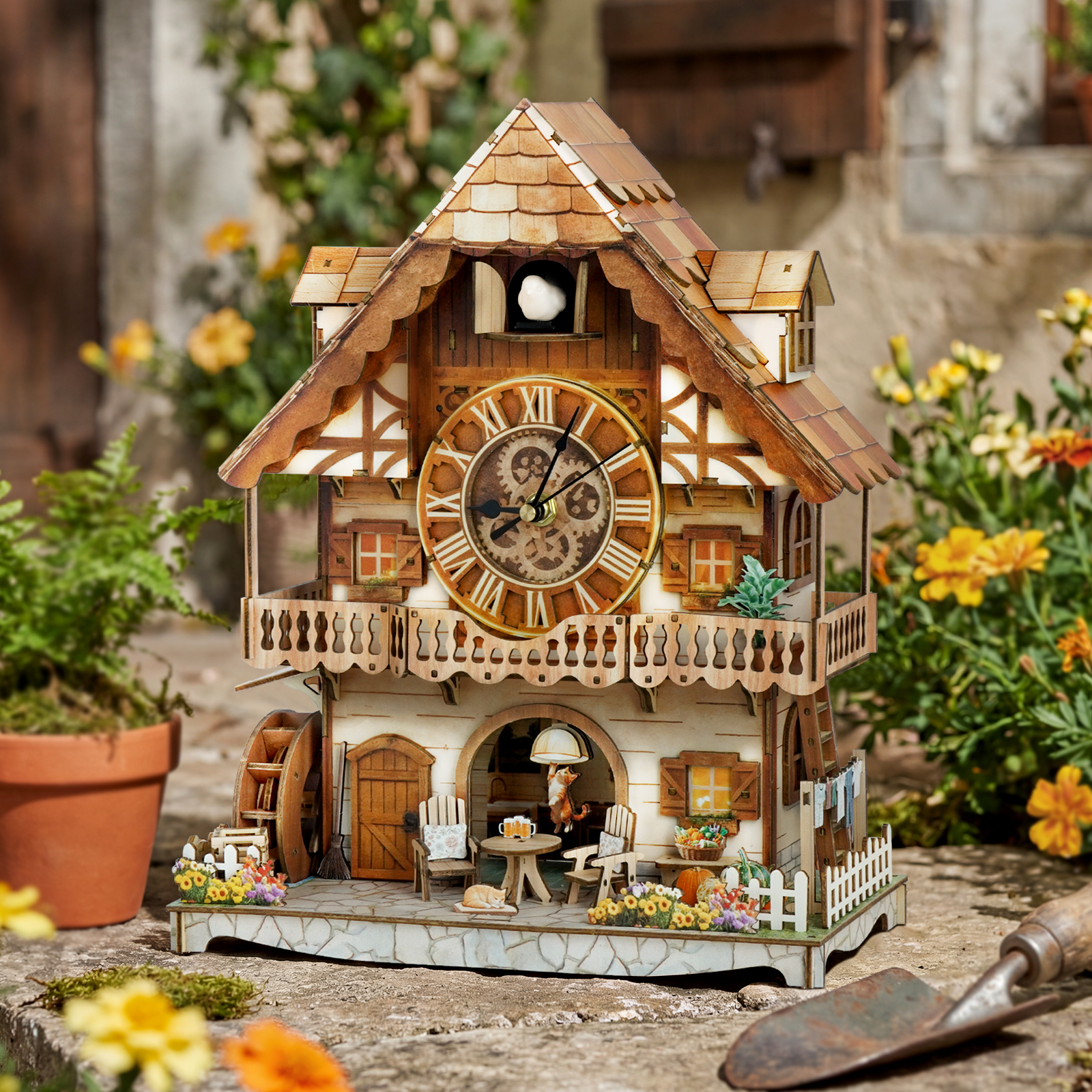 German Country Cottage - 3D Wooden Cuckoo Clock