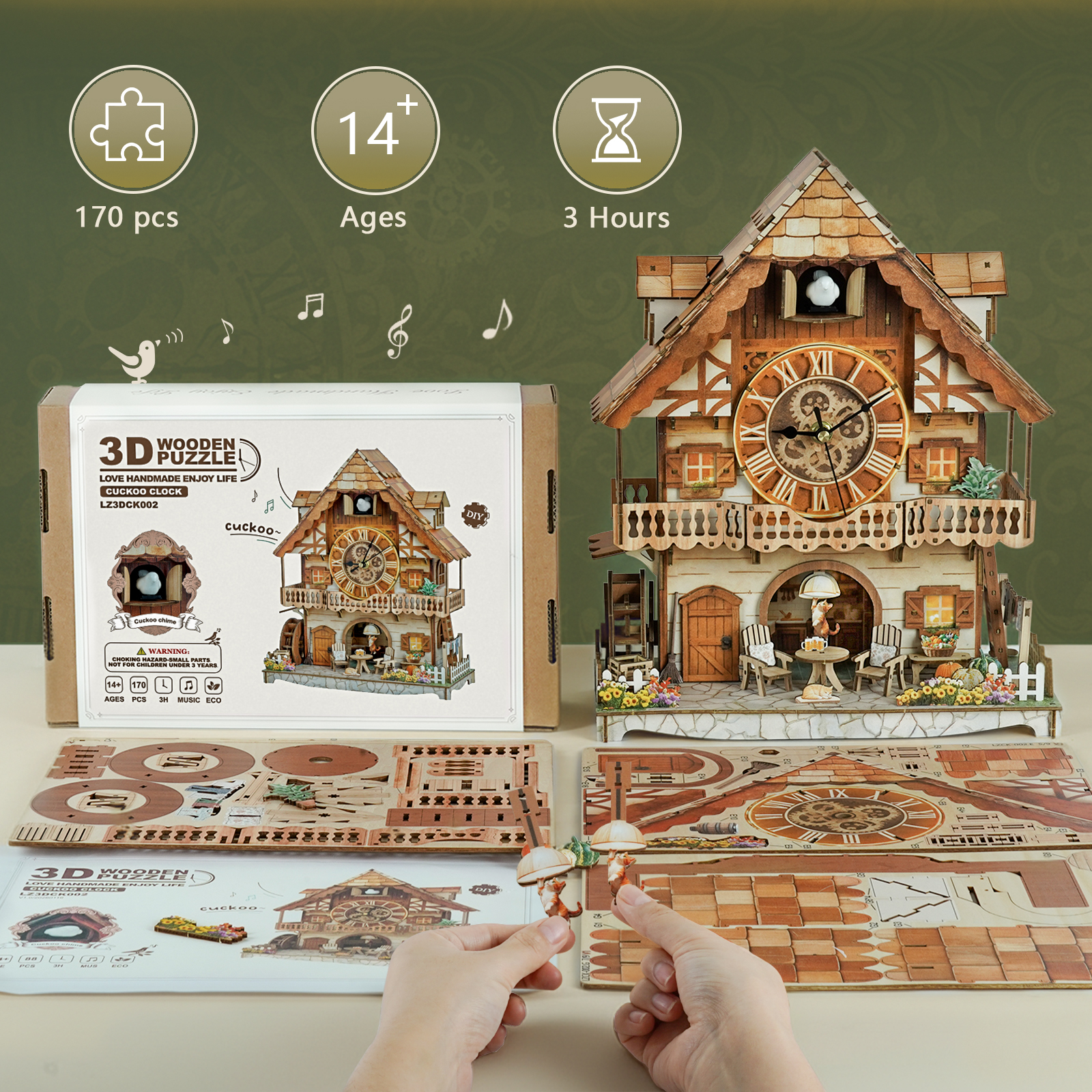 German Country Cottage - 3D Wooden Cuckoo Clock