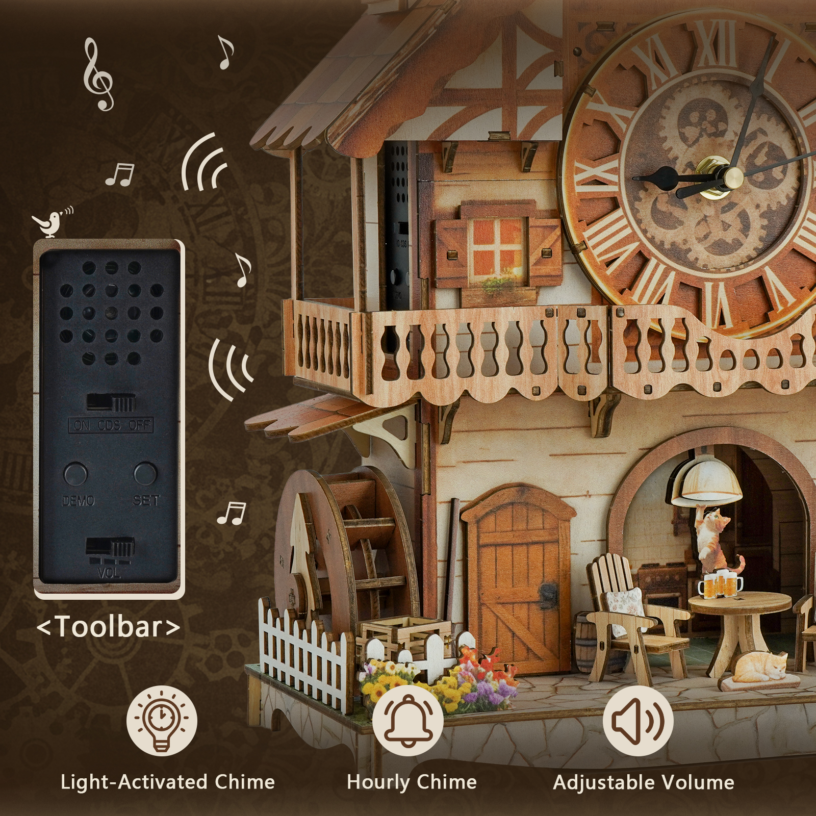 German Country Cottage - 3D Wooden Cuckoo Clock