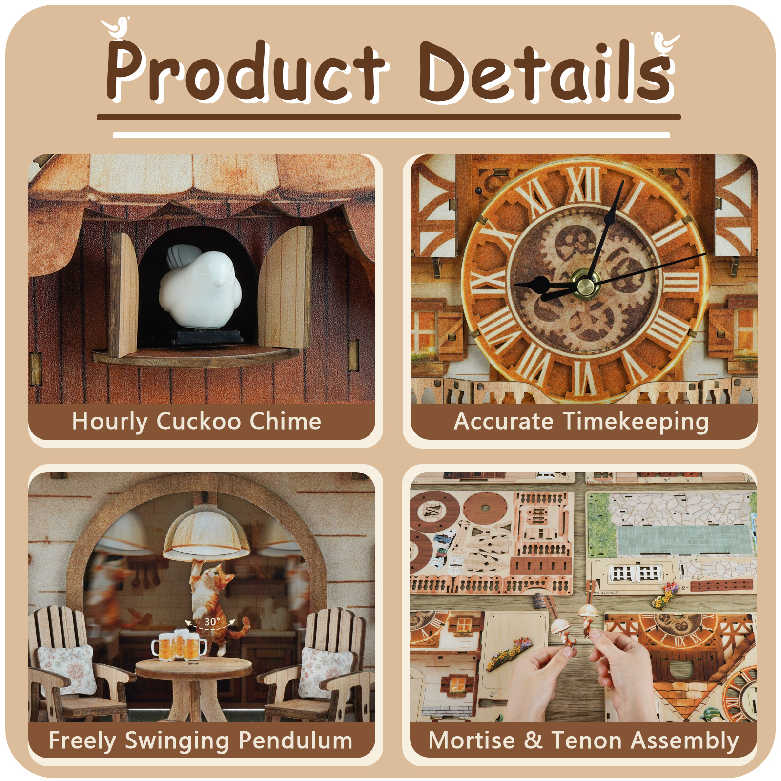 German Country Cottage - 3D Wooden Cuckoo Clock