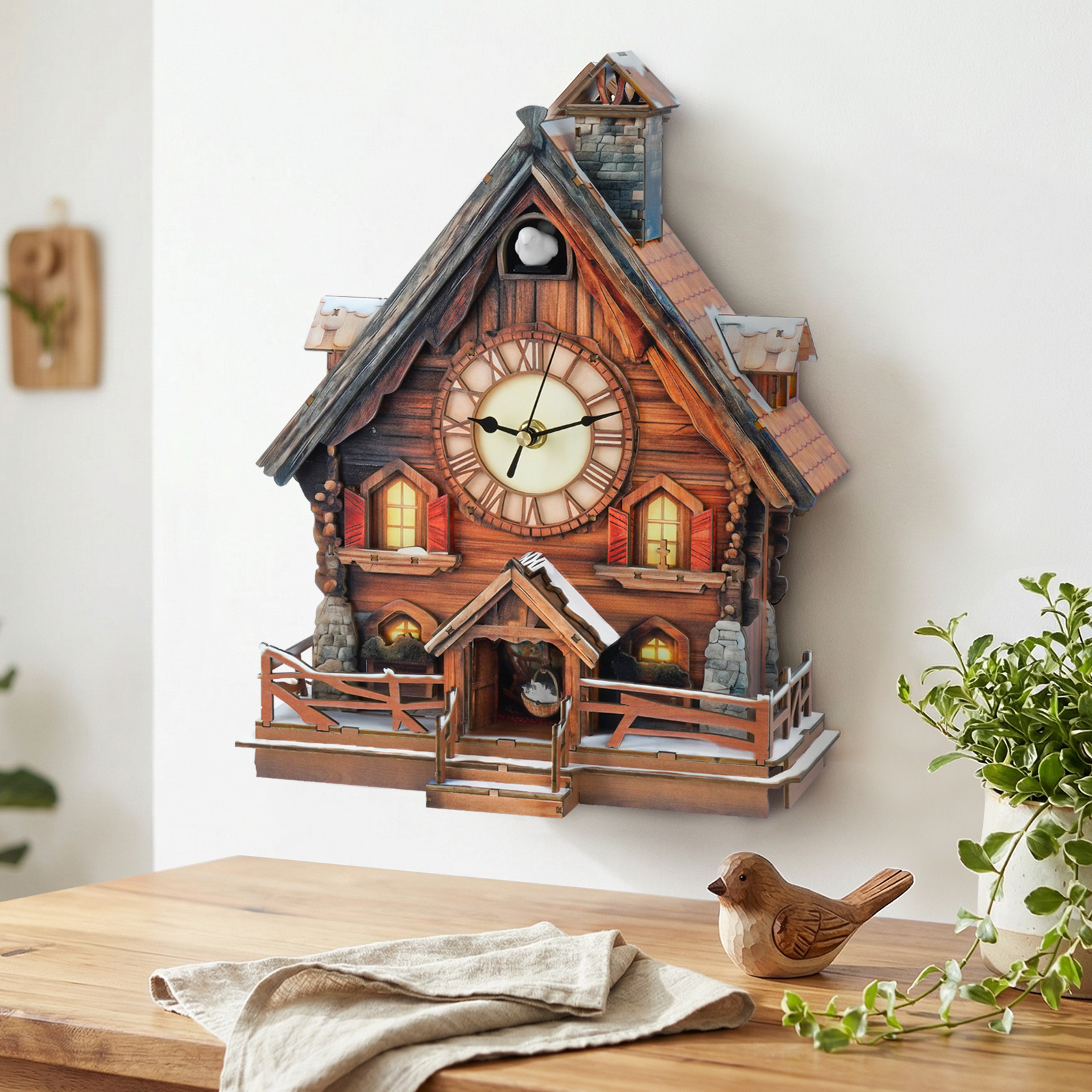 Swiss Chalet - 3D Wooden Cuckoo Clock