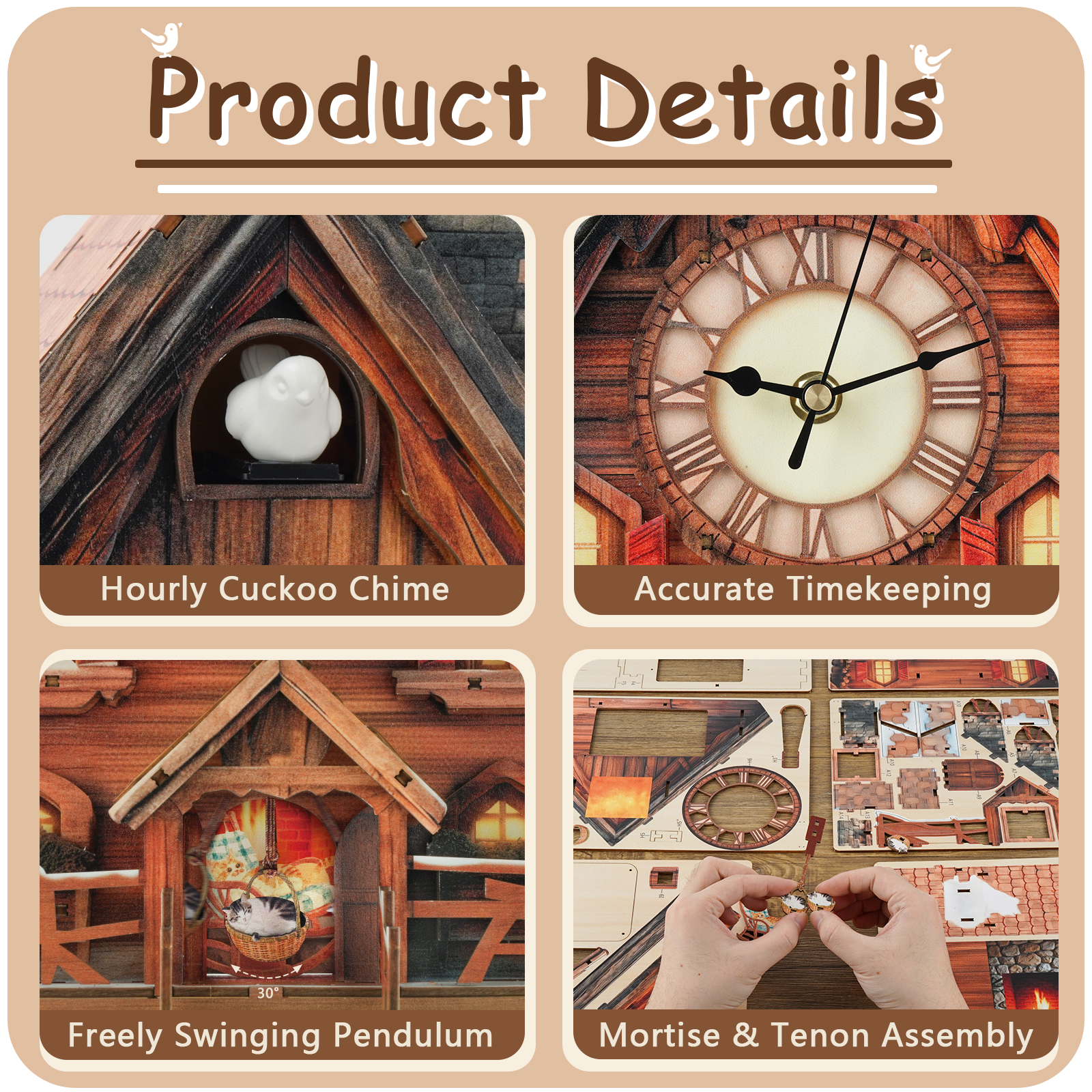 Swiss Chalet - 3D Wooden Cuckoo Clock