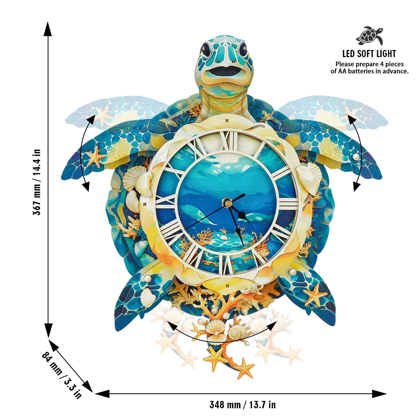 Ocean Turtle - 3D Animated Chime Clock