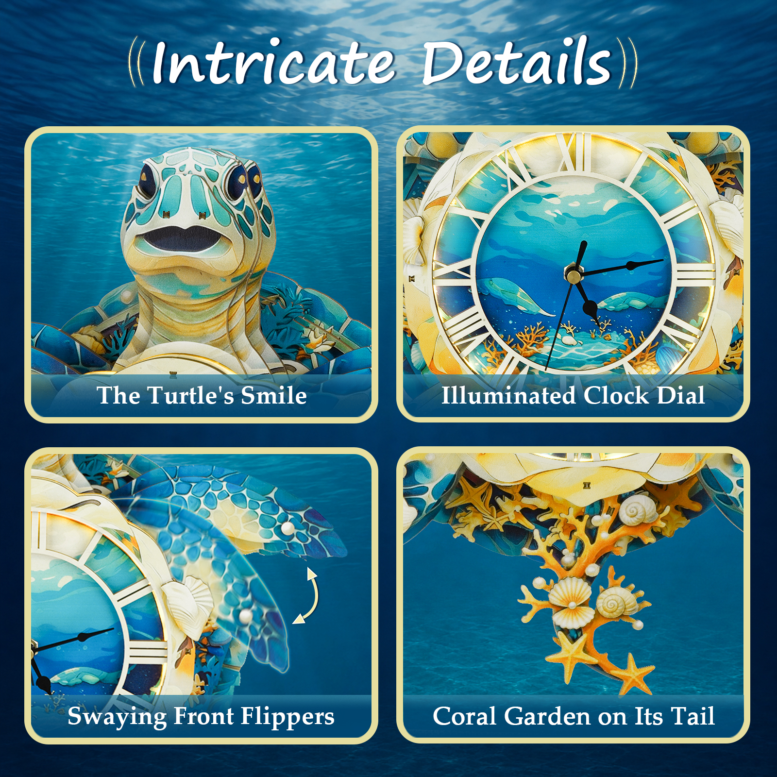 Ocean Turtle - 3D Animated Chime Clock
