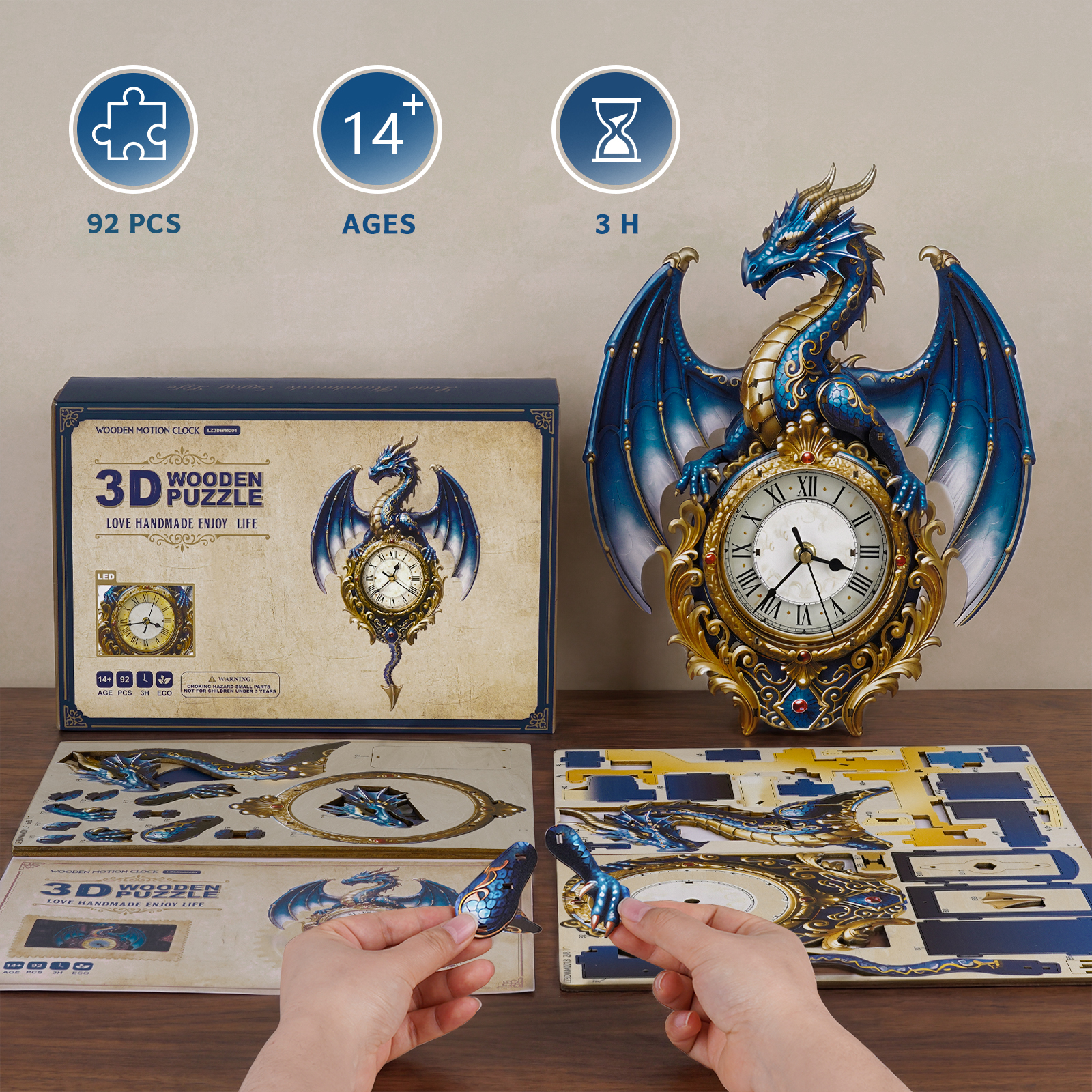 Roaring Dragon - 3D Animated Chime Clock
