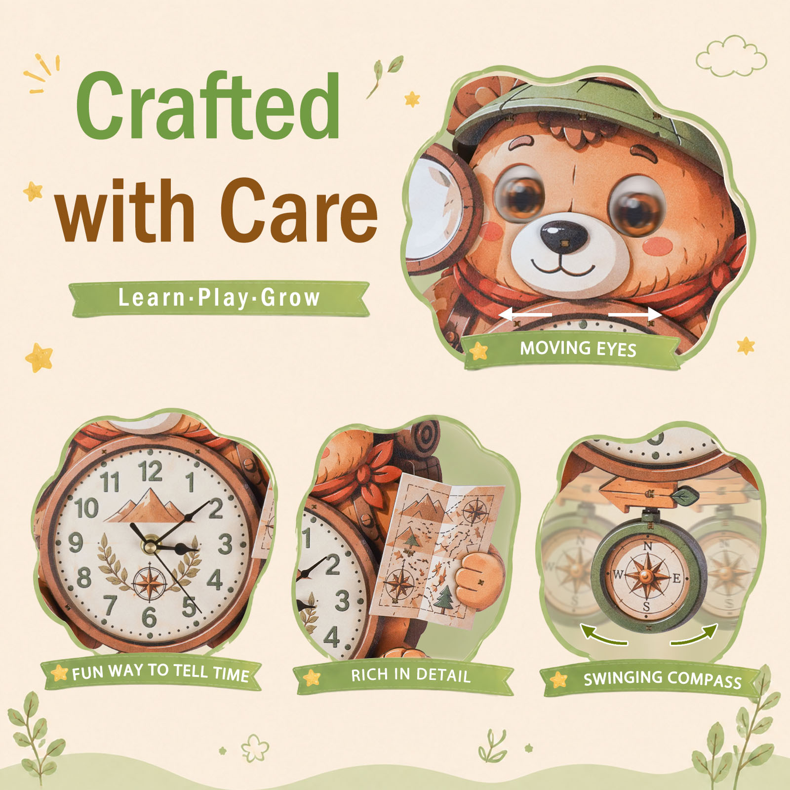 Explorer Bear - 3D Decorative Wall & Desk Clock