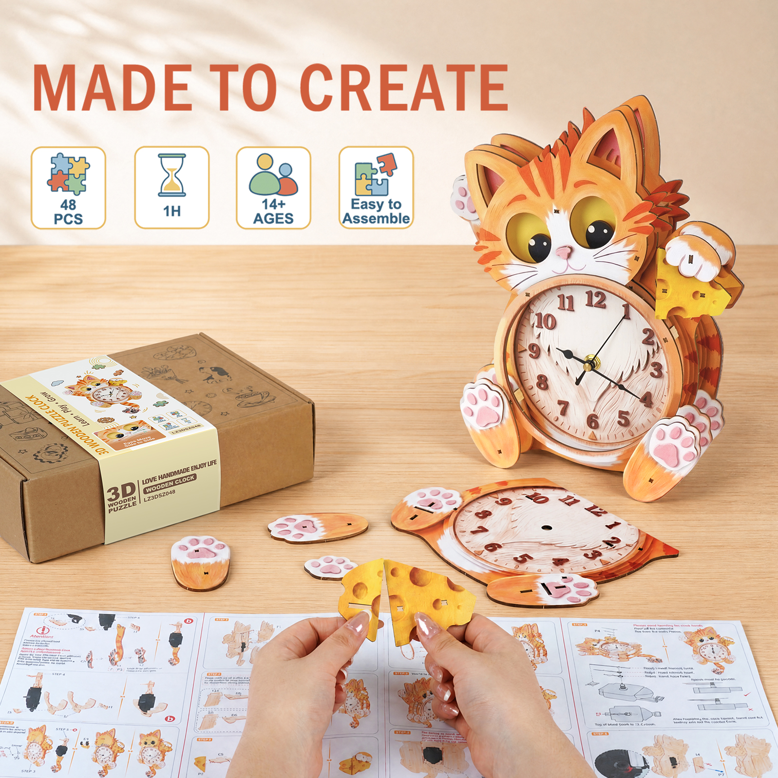 Greedy Cat - 3D Decorative Wall & Desk Clock