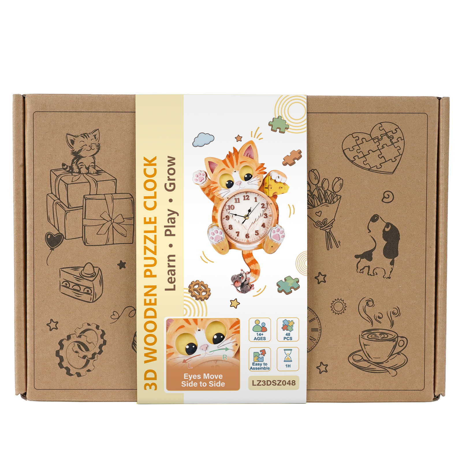 Greedy Cat - 3D Decorative Wall & Desk Clock